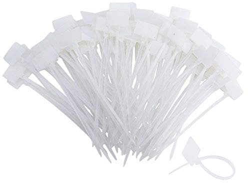 INCREWAY 200pcs Nylon Cable Marker Ties Self-Locking Cord Tags 4 Inches Write on Ethernet Label Wire Straps