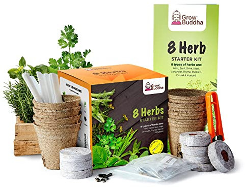 Cultive su propio kit de jardinería - Cultive fácilmente sus propias plantas con nuestro completo kit de inicio de semillas para principiantes - Idea de regalo única (Kit de 8 hierbas)