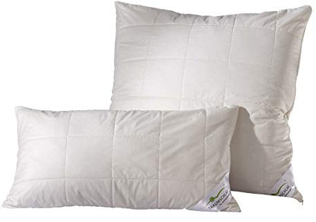 Traumschlaf Naturhaarkissen Pako – Kopfkissen mit 100% Schafwolle-Füllung und Alpakawolle-Versteppung – Atmungsaktiv und temperaturausgleichend für EIN angenehmes Schlafklima 60x80 cm