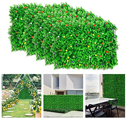 uyoyous 12 PSC künstliche Buchsbaumhecke Wandpaneele 60x40cm Faux Greenery Wand Buchsbaum Hintergrund für UV-geschützte Privatsphäre Hecke Bildschirm,künstliche grüne Wand Dekor für Außen,Innen,Garten