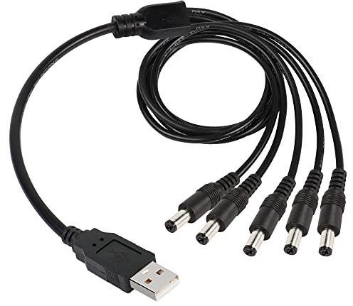GINTOOYUN USB zu DC Splitter Stromkabel 1 bis 3 USB2.0 Stecker auf 3 DC 5,5 mm x 2,1 mm Verlängerungskabel für LED-Streifen,Monitore,HUB-Splitter,Router,Lautsprecher,Mini-Lüfter,70 cm (Stil 3)