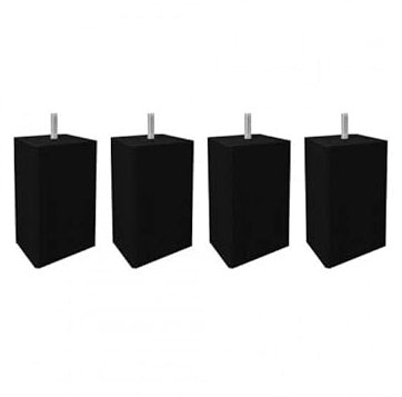 Belhome Pieds de lit 15 cm carrés en Bois - Lot de 4 - Eddy - Noir