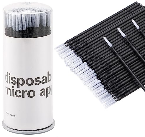 G2PLUS 200 Pcs Micro Brushes Long Tips Eyelash Extension Applicators Micro Brushes for False Eyelashes Black Eyelash Extension Applicators DIY Crafts