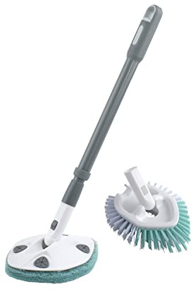 Casabella Cepillo para bañera y Azulejos con Mango Extensible de 28 Pulgadas y Repuesto de Almohadilla de Limpieza
