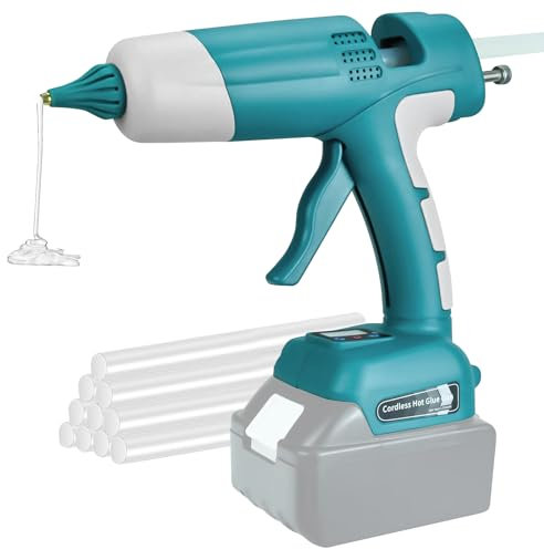 panthem Pistola per colla a caldo da 100 W, senza fili, compatibile con batteria Makita da 18 V, pistola per colla a caldo digitale con 10 bastoncini di colla, pistola per colla per fai da te,