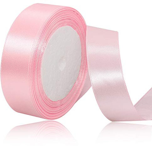 XMASOLD Ruban de satin rose clair de 22 m de long et 20 mm de large - Pour emballage cadeau, bricolage, artisanat, bouquets, projets de couture, fabrication de nœuds, décorations d'anniversaire et de