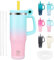 BOGI 40oz Thermobecher mit Strohhalm und Henkel, 1200ml Kaffeebecher To Go mit Deckel Edelstahl Isolierbecher mit Griff Auslaufsicher Tumbler Cup Tragbare Autobecher Tumbler Becher Reisebecher
