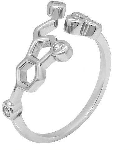 ScienceFox Serotonin Molekül Ring aus 925 Sterlingsilber Chemie Biologie Physik Wissenschaft Uni Student
