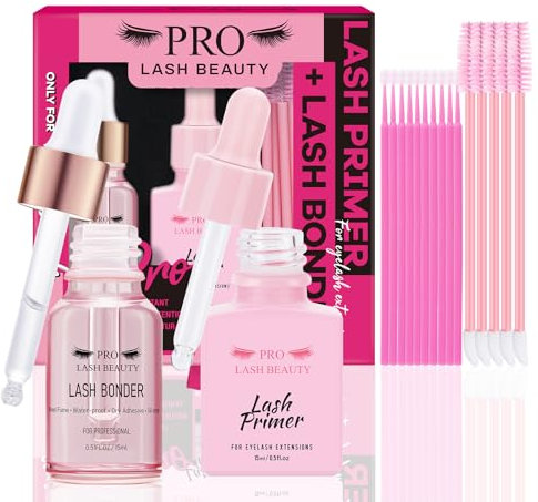 Primer & Bonder für Wimpernverlängerungen Vorbehandlung Protein-Öl-Entferner Saubere natürliche Wimpern Erhöhen Kleber Bonding Retention Versiegelung Längere Haltbarkeit Spezialtropfen(15ml+15ml)