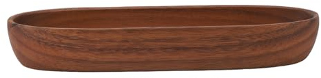 HAOHIZE Wooden Salad Bowl Multipurpose Large Capacity Wooden Boat Shaped Bowl for Food Bread Fruits Snack Dessert (13.7x20.3x5.2cm / 5.4x8.0x2.0in)