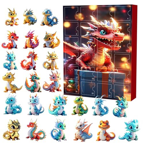 Adventskalender 2024 Weihnachten,2D-Acryl-Anhänger Drachen Adventskalender für Kinder,Frauen Halloween Adventskalender