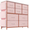 Baloveby Kommode, Schrank 10 Schubladen Aus Stoff Mit Griffen, Metallrahmen, Kinderzimmer, Schrank, Flur, Eingangsbereich Aufbewahrungsschrank für Schlafzimmer (Pink)