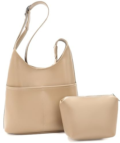 ZMDB Damen Umhängetasche Set, PU Leder Hobo Bag mit Kleiner Tasche, Shopper Tragetasche Große Kapazität Tote Bag für Büro Schule Reise, Damen Schultertasche mit Verstellbarem Gurt