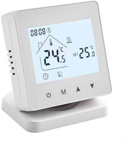 Besttoolifes Termostato Inteligente Inalámbrico WIFI para Calefacción de Agua, Montado en Pared, Control Remoto y Compatibilidad con WiFi, Color Blanco, Estilo Minimalista