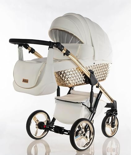 BBtwin Magnum 3-in-1 Kinderwagen aus Kunstleder, komplett, 3-teilig, Weiß