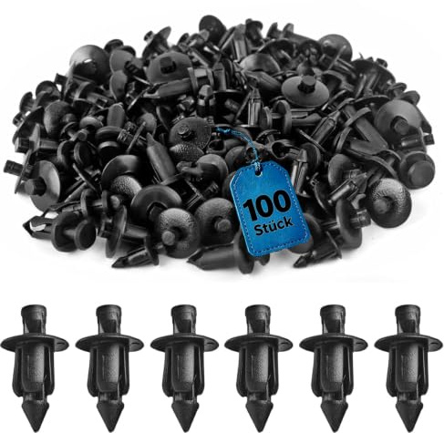 Wjelet 100 Stück 6mm Motorrad Kunststoffnieten Universal Halterungs Clips Loch Motorrad Verkleidungs-Drucknieten Trim Clip Kunststoff Befestigungen Push-Typ Auto-Zierleisten-Clips für Hond
