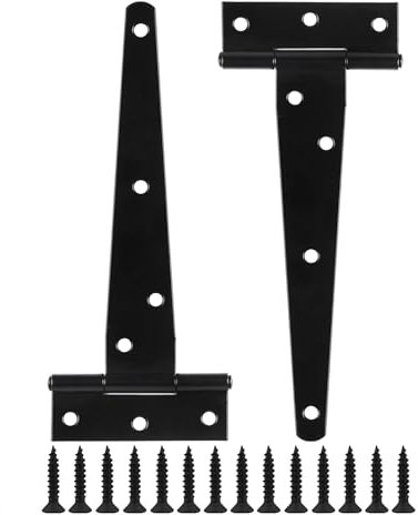 Domira 200mm (8) T Hinges with Screwsblack Door Hinges for Shed Doors Wooden Gates, Garden Gates, Internal Door, Cupboards, Barn Doors & More - Durable & Rustproof