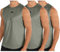 UHouse Debardeur Homme Lot de 3 Débardeur Sport Maillot de Corps Col Rond Ete Tee Shirt sans Manche Fitness T-Shirt Musculation Running Tshirt Coton Gym Et Ventes Flash Gris 3XL