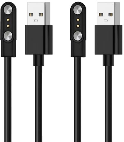 Greacesrio Magnética Cargador Universal, Cable Carga 2 Pines para Relojes Inteligentes, Cable de Carga Magnético USB, Cargador de Espaciado de Smartwatch Pines 2,54 mm-2,84mm (2 Piezas, Modelo A & B)