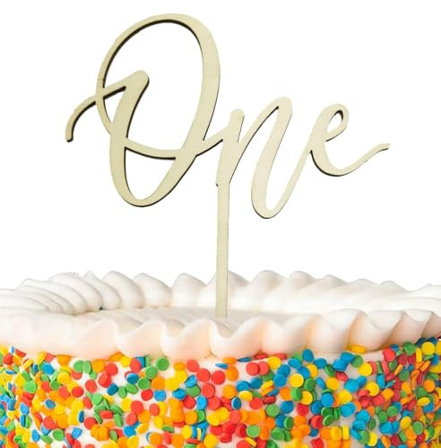 Wooden First 1st Birthday Cake Toppers Age One Kid's Britdhay Party Decors Decoration Double Sided Anniversary