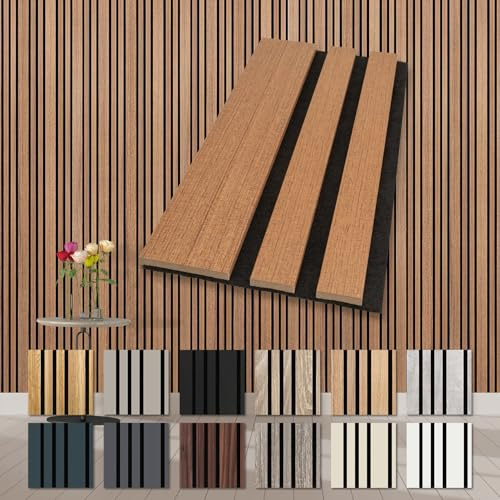 HEXIM Akustikpaneele Holz Musterstück Mila - flexible Wandpaneele Wanddeko Holzpaneele Wand Kombipaneel Wandverkleidung innen Schalldämmung Akustikfilz braun Teak