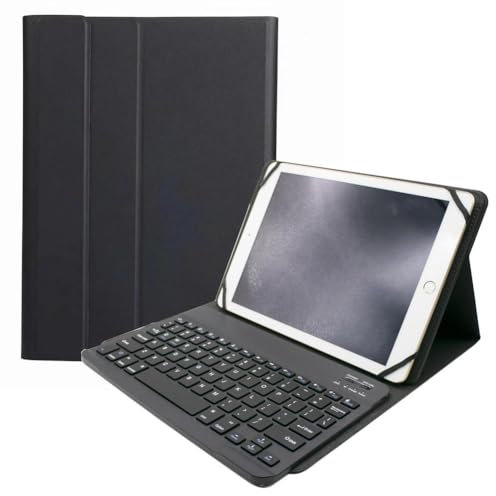 HLTOOP Custodia con Tastiera Universale per Tablet da 9,7, 10,1, 10,2, 10,5, 10,9, 11, Custodia Magnetica con Tastiera Staccabile E Portapenne,Nero