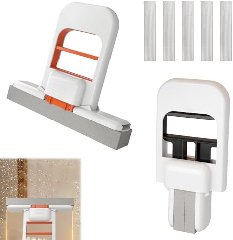 Mop Di Pulizia Portatile, 2 Mini Mocio Da Scrivania Con 5 Testine Di Ricambio, M-ini mocio per desktop, Piccolo M-op in Spugna, Forte Assorbente Mops, Piccolo Mocio in Spugna per Pareti Tavoli (A)