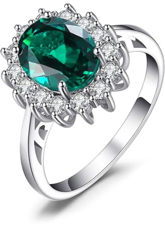 JewelryPalace Prinzessin Diana Kate Middleton Edelstein Smaragd Saphir Topas Amethyst Citrin Granat Peridot Rubin Ringe, Verlobungsring Promise Ring Silber 925 Damen Schmuck Rosegold Gold