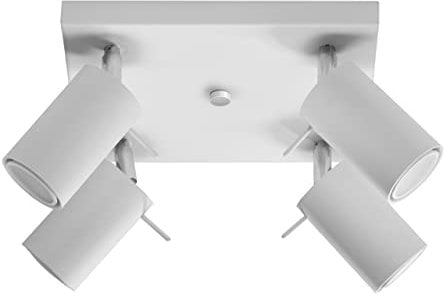 SOLLUX lighting Deckenlampe Deckenleuchte Deckenstrahler Stahl 4 Flammig Weiß RING