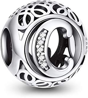 NINGAN Charm-Anhänger, 925 Sterlingsilber, Motiv: Buchstabe des Alphabets, für Armbänder, kompatibel mit europäischen Armbändern