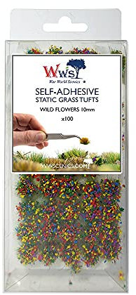 War World Scenics 10mm Selbstklebende Statische Grasbüschel x 100 - Wilde Blumen