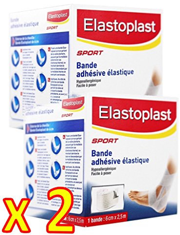 Elastoplast SPORT – Cinta adhesiva elástica de material flexible – Lote de 2 bandas de 6 cm x 2,5 m (6/2)