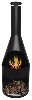 MaxxGarden Heracles - Caminetto per Esterni, Braciere da Terrazzo - 45 x 45 x 134 cm - Colore Nero