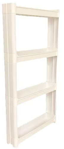 simpa Multi 4-Tier Purpose Kitchen, Bathroom & Household Narrow Storage Unit - Matt White - 102cm (H) x 55cm (W) x 11cm (D) - Quick & Easy Assembly Instructions Provided