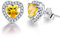 Esberry 18K Gold Plating 925 Sterling Silver Birthstone Love Heart Stud Earrings Cubic Zirconia Hypoallergenic Earrings Birthday gift for Women and Girls (November-Citrine)
