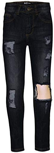 A2Z 4 Kids Kids Girls Stretchy Denim Jeans Ripped Faded Fashion Jeggings Skinny - Jeans JN32 Black 11-12