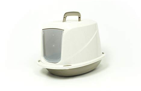 BIANCHERIAWEB Katzentoilette Katzenklo mit Deckel und Tür für Katzen, 45 x 36 x 32,5cm Modell 700098 Farbe beige