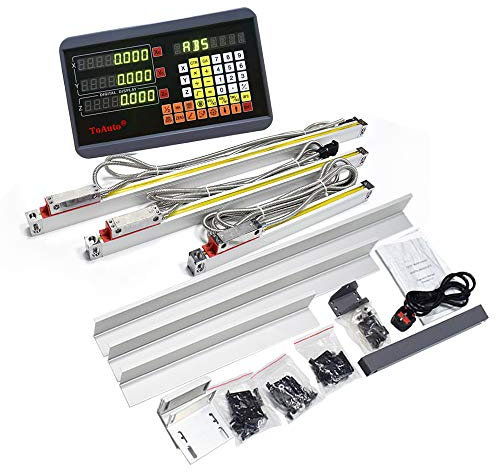 FASTTOBUY 3-Achsen-Digital-Ablesung DRO für Bohrmaschine, EDM Fräsen, Schleifmaschine, mit 5um Präzisions-Glasskala, 300 mm, 600 mm, 350 mm