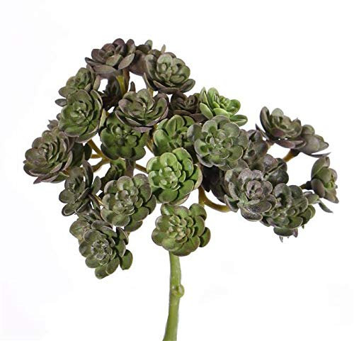 artplants.de Künstliche Sukkulente Echeveria Blair auf Steckstab, rot - grün, 20cm, Ø 10cm