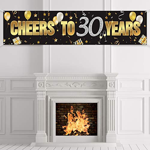 Banner zum 30. Geburtstag, Happy 30. Geburtstag, Bravo zum 30. Geburtstag, Banner zum 30. Geburtstag, Gold-Glitzer, Geburtstagskontext, Zubehör für 30. Geburtstag