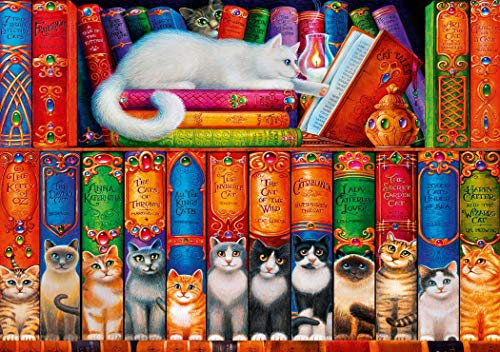 Bluebird Puzzle 1000 Teile - Cat Bookshelf Bücheregal mit Katzen