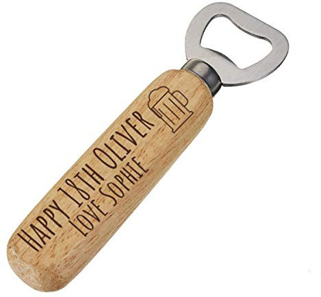 Personalised Wooden Engraved 18th Bottle Opener, Present for 18th Birthday