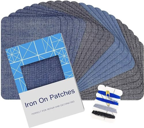 HTVRONT Bügelflicken 20 Stücke Jeans Flicken zum Aufbügeln innen 9,5 cm x 12,5 cm und Kleidung von Kindern und Erwachsenen