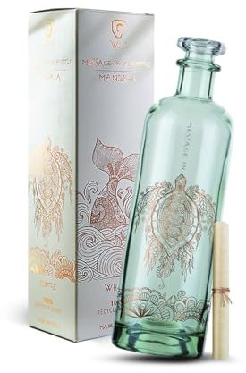 Wild - Message in a Bottle | Flasche aus recyceltem Glas | Linie Mandala - Turtle