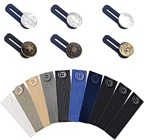 Gativs Jeans Knopf Erweiterung 16 Stücke Knopf Erweiterung Hosenknopf Erweiterung Knopfverlängerung für Hosen Hosenbunderweiterung für Jeanshosen Hosenbunderweiterung Hosenbunderweiterung Damen