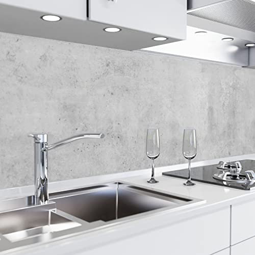 danario Küchenrückwand selbstklebend - Matt - Spritzschutz Küche - versteifte PET Folie - 0,37 mm - Beton - 60cm x 500cm