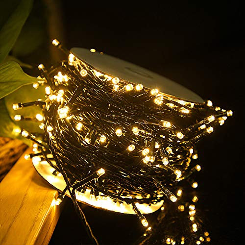 YRHome 50m 500 LED Lichterkette Außen Innen mit stecker Lichterkettenvorhang Warmweiß 8 Modi Speicherfunktion Weihnachtsbeleuchtung für Weihnachten Party Hochzeit Ostern Wasserdicht IP44