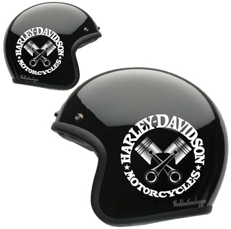 2 Adesivi Stickers Pistoni Worldcustom compatibili con Harley Davidson Moto Custom Casco Bandit (ARANCIO)