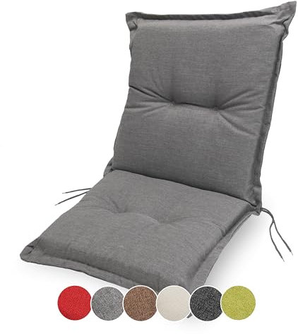 sunnypillow Stuhlauflage Niedriglehner 100 x 50 - Gartenstuhlauflage Extra Dicke 9 cm - Sitzauflagen Auflage für Gartenmöbel UV-Lichtecht, Wasserdicht - Outdoor Stuhlkissen für Gartenliegen - Grau