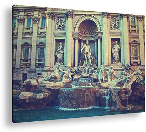 deyoli Trevi Brunnen in Rom Format: 60x40 als Leinwandbild, Motiv fertig gerahmt auf Echtholzrahmen, Hochwertiger Digitaldruck, Kein Poster oder Plakat